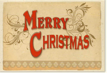 Weihnachtsgrußkarte "Merry Christmas" - Vintage - Rot mit Retro - Design & Winterlichen Wünschen, Nostalgische Festtagskarte für Dezember