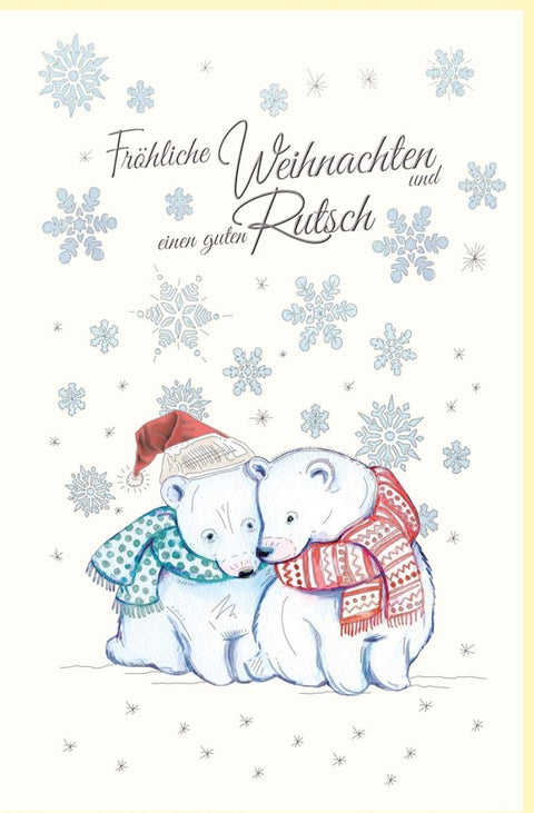 Weihnachtsgrußkarte mit Eisbären & Schneeflocken - Festliche Winterkarte mit Tiermotiv für gemütliche Feiertagswünsche