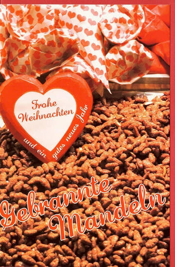 Weihnachtsgrußkarte mit gebrannten Mandeln Motiv – Festliche Grüße für die schönste Zeit des Jahres