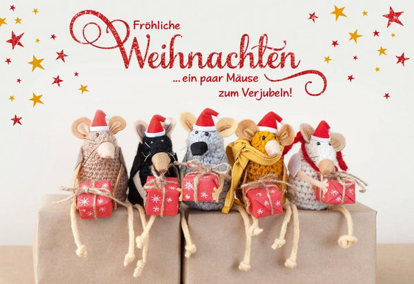Weihnachtsgrußkarte mit Maus-Motiv: Humorvolle Festtagskarte mit Sternenglanz für fröhliche Feiertagswünsche – 