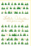 Weihnachtsgrußkarte mit Tannenbaum-Design – Naturkarton, Waldmotiv, grün-goldene Details für festliche Grüße an Familie & Freunde