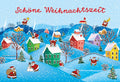 Weihnachtsgrußkarte - Winterlandschaft mit Weihnachtsmann, Geschenken & Tannenbaum für festliche Freude