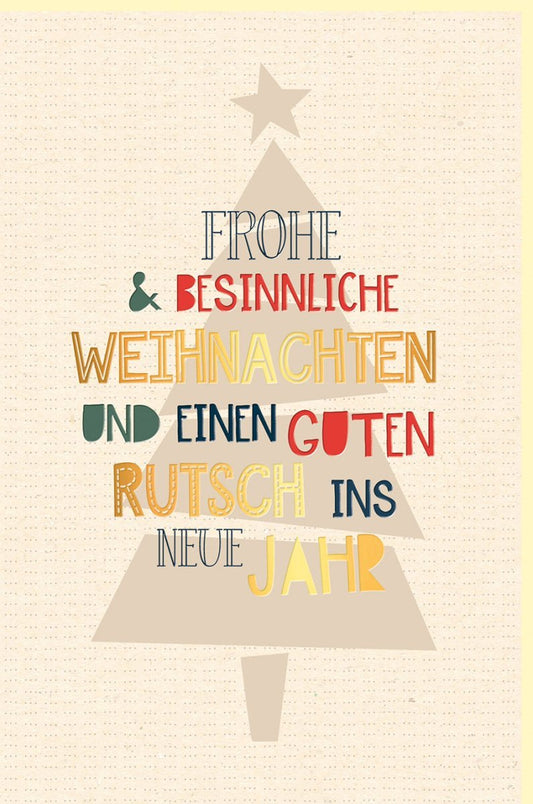Weihnachtskarte aus Zuckerrohrpapier mit Goldfolie - Elegante Grüße für Familie & Freunde, Beige & Gold