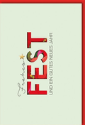 Weihnachtskarte Elegant – Rote Weihnachtssterne mit modernem Schriftzug und Goldakzent