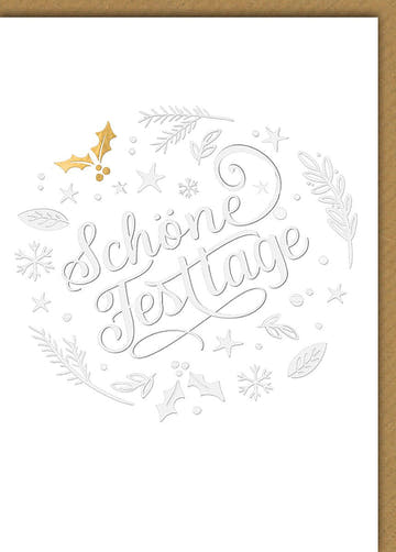 Weihnachtskarte Elegant – Schöne Festtage mit Goldakzent und filigranen Zweigen