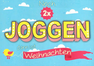 Weihnachtskarte: Humorvolle Jogging - Postkarte mit Cartoon - Vogel, Farbenfrohes Design für Spaß und Motivation