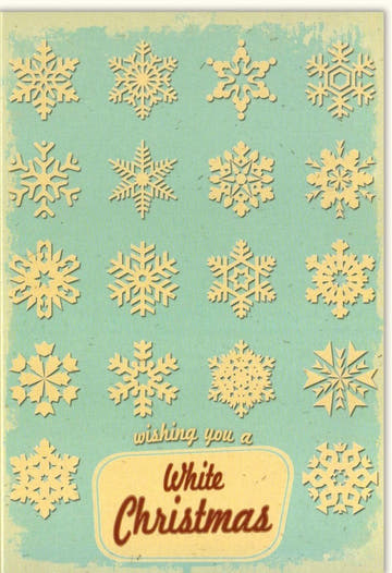 Weihnachtskarte im Retro - Stil mit Schneeflocken – Nostalgische Vintage - Grußkarte in Weiß, Traditionelle Weihnachtskarten