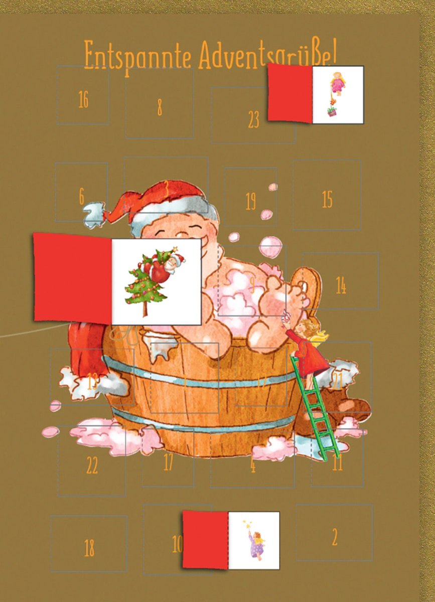 Weihnachtskarte mit Adventskalender - Humorvolle Grüße und Festliche Illustrationen für die besinnliche Vorweihnachtszeit