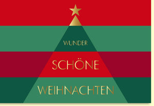 Weihnachtskarte mit festlichem Tannenbaum in leuchtenden Farben