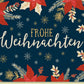 Weihnachtskarte mit festlichen Weihnachtssternen und glitzernden Schneeflocken