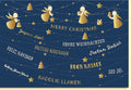 Weihnachtskarte mit goldenen Engeln und funkelnden Sternen im festlichen Glanz