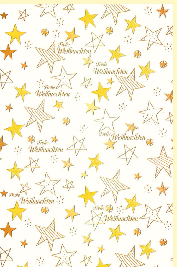 Weihnachtskarte mit goldenen Sternen und Frohe Weihnachten Schriftzug festliche Weihnachtsgrusskarte für besondere Grüße zu Weihnachten