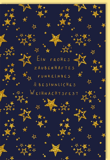Weihnachtskarte mit Goldsternen: Elegante Grußkarte in Dunkelblau, Modernes Design für Geschäftliche Weihnachtsgrüße