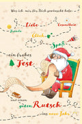 Weihnachtskarte mit Weihnachtsmann und Wunschliste fröhliche Grüße festliche Doppelkarte für Weihnachten und Neujahr
