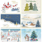 Weihnachtskarten - Set "Winterzauber" - 6 hochwertige Doppelkarten mit Aquarell - Designs und Umschlägen