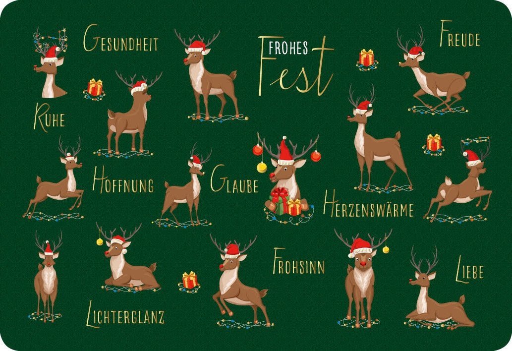 Weihnachtspostkarte: Besinnliche Grüße voller Gesundheit, Freude und Herzenswärme für ein frohes Fest