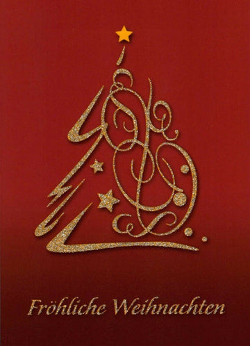 Weihnachtspostkarte Glänzende Grüße mit Silberglimmer - Fröhliche Festtage