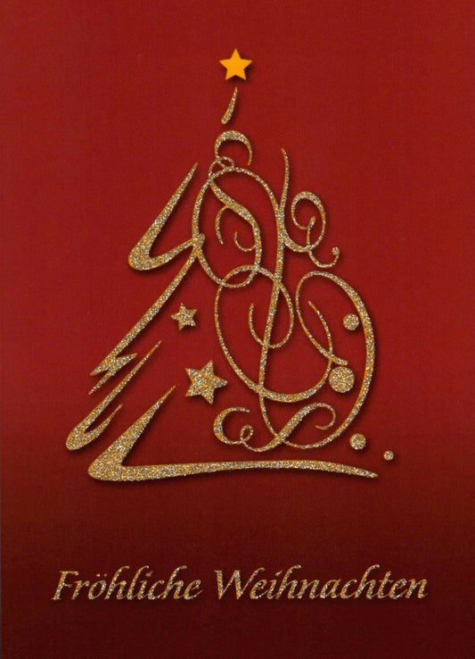 Weihnachtspostkarte Glänzende Grüße mit Silberglimmer - Fröhliche Festtage