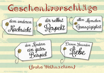 Weihnachtspostkarte: Liebevolle Grüße im Vintage - Stil mit inspirierenden Schriftarten und Anhänger