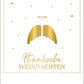 Weihnachtspostkarte mit Engelsflügeln – Himmlisches Design in Goldfolie