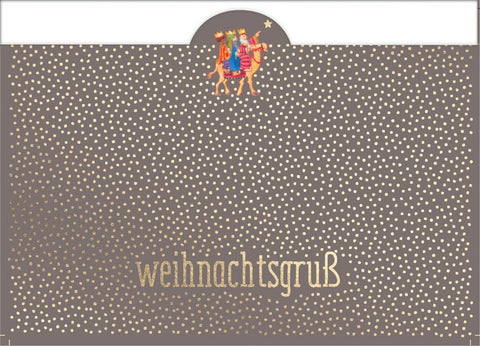 Weihnachtspostkarte mit Goldfolie - Heilige Drei Könige Grußkarte für festliche Grüße