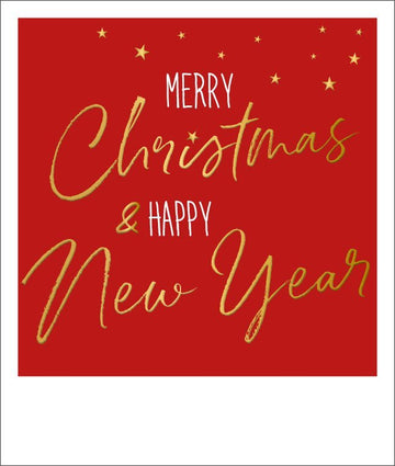 Weihnachtspostkarte mit Goldfolie - Merry Christmas von Happy Notes