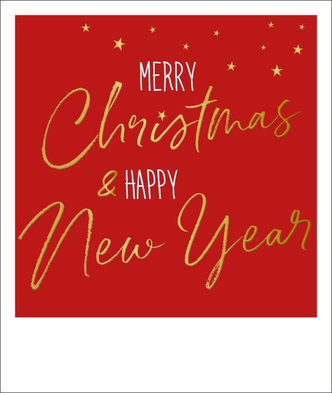 Weihnachtspostkarte mit Goldfolie - Merry Christmas von Happy Notes