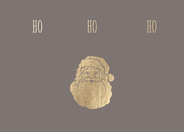 Weihnachtspostkarte mit Goldfolienprägung - Gestanzter Weihnachtsmann HoHoHo