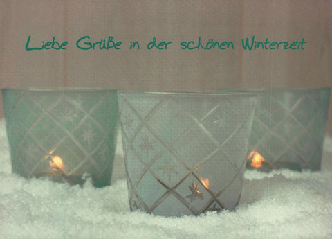 Wintergrußkarte liebe Grüße in der schönen Winterzeit mit Kerzenmotiv stimmungsvolle Postkarte für herzliche Wintergrüße und besinnliche Momente