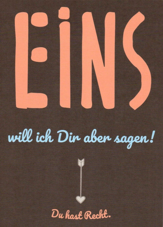 Witzige Postkarte – Ironische Typografie in Braun & Orange für Freundschaft & Lächeln – Perfekt als Geschenk oder Deko, Postkarten - Sprüche