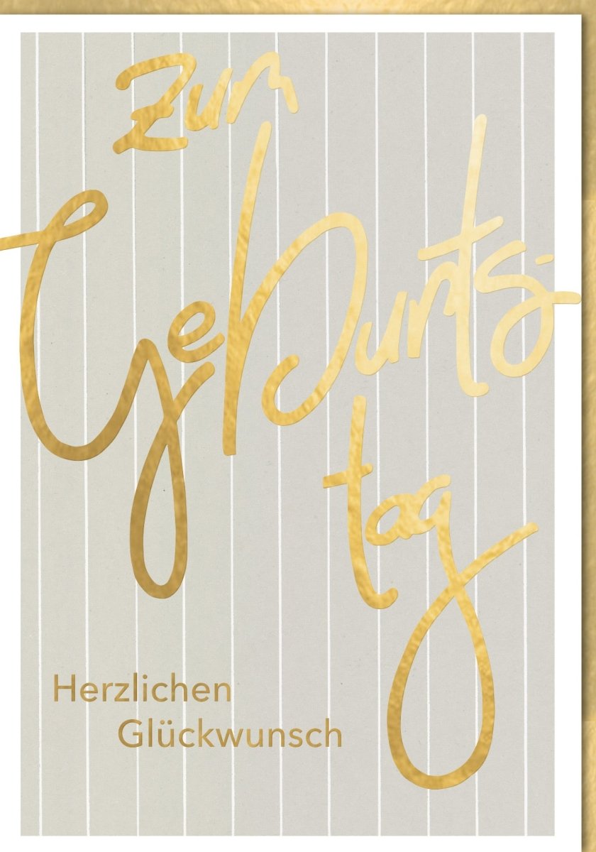 XXL Geburtstagskarte A4 - Stilvolle Streifen mit Goldschrift, Ideal für Feierliche Anlässe & Geburtstagsfeiern
