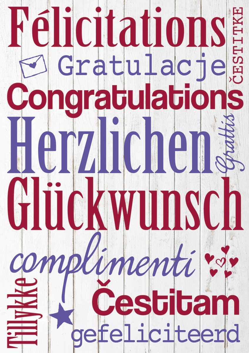 XXL Geburtstagskarte - Internationale Glückwünsche im Großformat mit Holzoptik & buntem Design