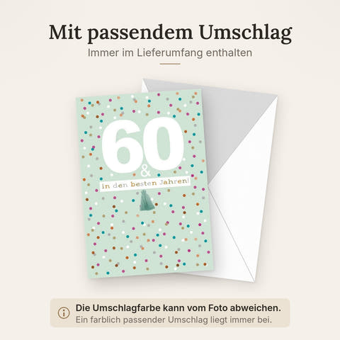 XXL Geburtstagskarte zum 60. Jubiläum - Große Glückwunschkarte für den runden Geburtstag, stilvolle Feier und Dekoration