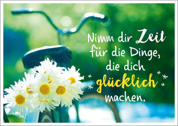 Zitat - Postkarte Lebensweisheit & Glück - Inspirierendes Blumenmotiv für Balance und Entspannung