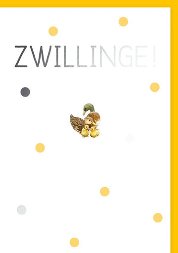 Zwillings - Glückwunschkarte zur Geburt - Herzliche Grüße für neugeborene Twins, Willkommen im Leben!