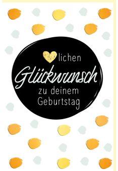 Geburtstagskarte hochwertig Punkte, mit Goldfolie