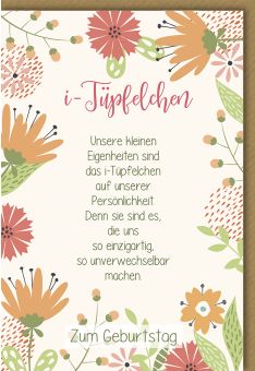 Geburtstagskarte liebevoller Spruch Unsere kleinen Eigenheiten