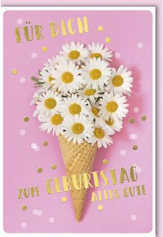 Geburtstagskarte für Frauen Waffel mit Gänseblümchen