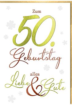 A4 Maxi Geburtstagskarte XXL 50. Jahre Kleeblätter
