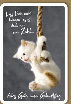 Geburtstagskarte - Kätzchen am Seil