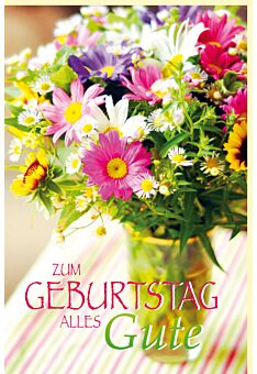 Geburtstagskarte Sommer Bunter Blumenstrauß in Vase