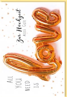 Glückwunschkarte Hochzeit Schriftkarte, mit kupferfarbener Metallicfolie