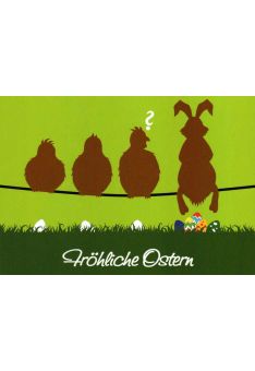 Osterkarte Hase auf der Leine: Fröhliche Ostern