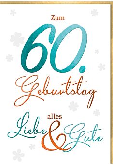 A4 Maxi Geburtstagskarte 60. Kleeblätter