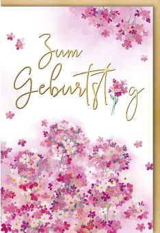 Geburtstagskarte aquarell "Zum Geburtstag" Blümchen