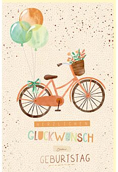 Geburtstagskarte Zuckerrohrpapier Motiv Fahrrad mit Korb