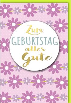 Geburtstagskarte Illustration lila pinke Blüten