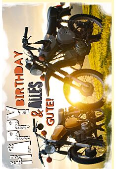 Geburtstagskarte Motorrad Happy Birtday Sonne Wiese