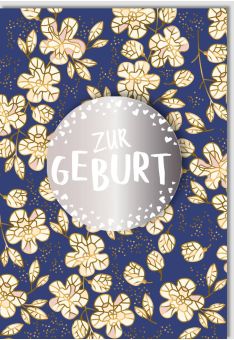 Geburt Glückwünsche Baby Floral Silber Applikation