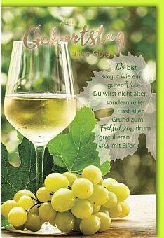 Geburtstagskarte Spruch Weißwein mit Trauben